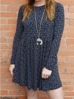 BCBGeneration Floral Long-Sleeve Babydoll Mini Dress
